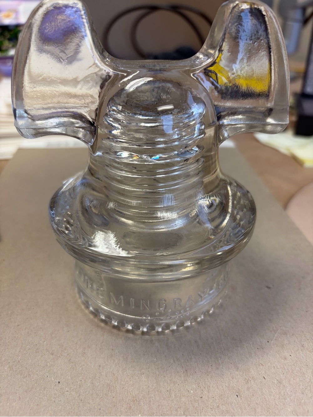 Vintage Clear Glass Hemingray CD 257 Insulator “Mickey Mouse Ears” RARE